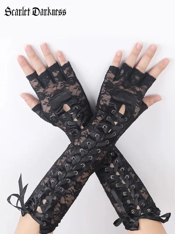 Gothic Vampire Fingerless Gloves made by Scarlet Darkness
