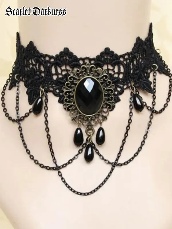 Gothic Vampire Gemstone Necklace made by Scarlet Darkness