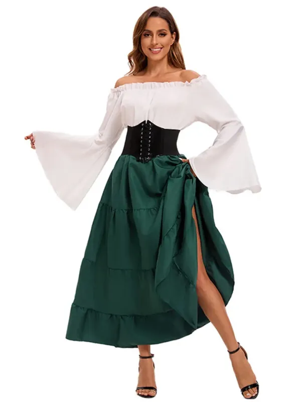 Off the Shoulder Renaissance Outfits in Spliced Two-piece made by Scarlet Darkness