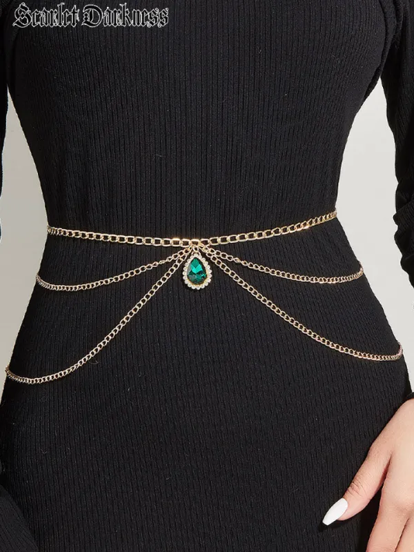 Vintage Green Pendant Waist Chain made by Scarlet Darkness