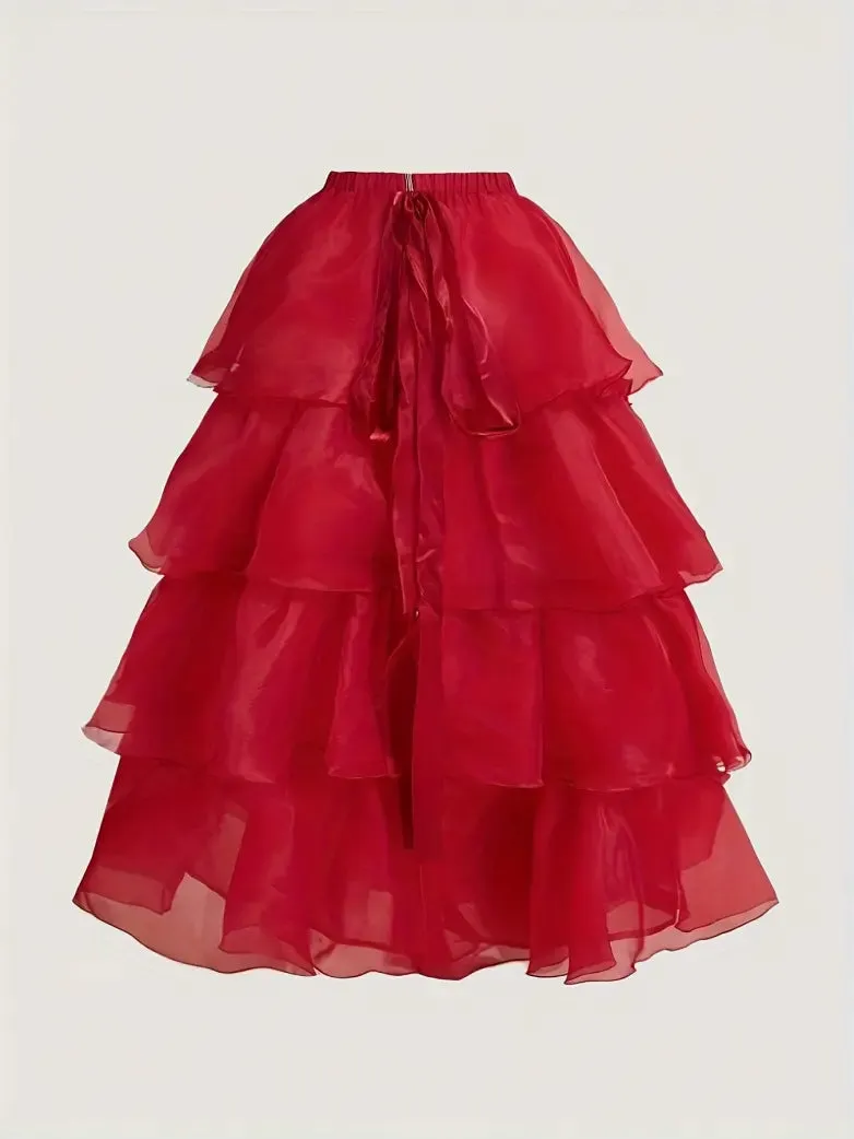 Victorian Two Piece Corset Dress with Tiered Ruffle Overskirt sold by Scarlet Darkness product image thumbnail 5
