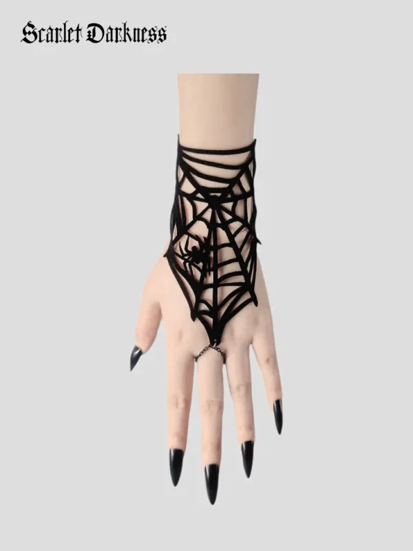 Halloween Spider Web Velvet Bracelet made by Scarlet Darkness