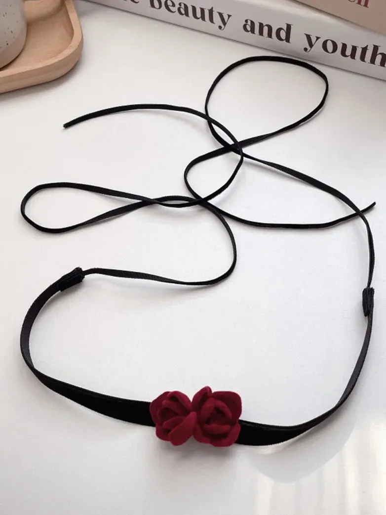 NYE Red Velvet Roses Choker Necklace sold by Scarlet Darkness product image thumbnail 3