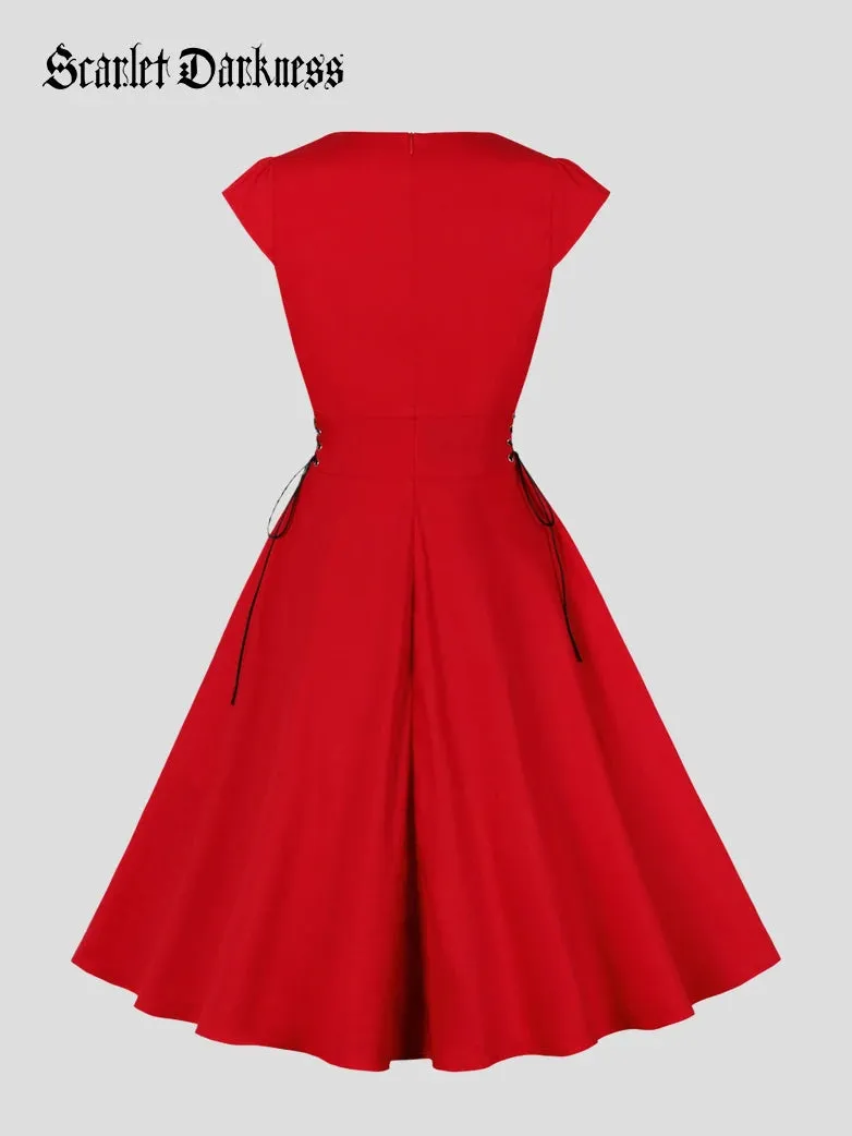 Women’s Gothic Spiderweb Swing Dress with Side Lace Up sold by Scarlet Darkness product image thumbnail 5