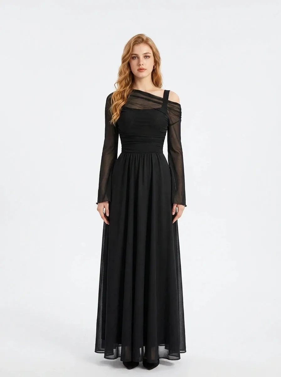 Medieval Gothic One Shoulder Flowy Mesh Dress sold by Scarlet Darkness product image thumbnail 2
