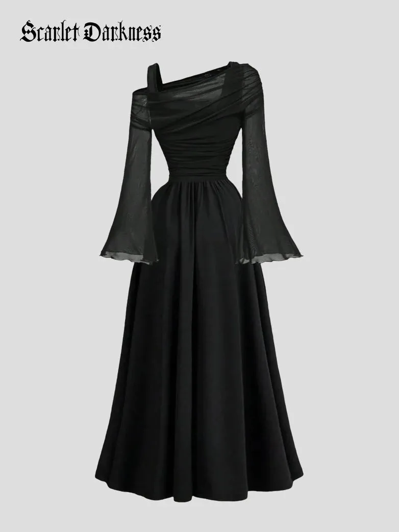Medieval Gothic One Shoulder Flowy Mesh Dress sold by Scarlet Darkness product image thumbnail 3