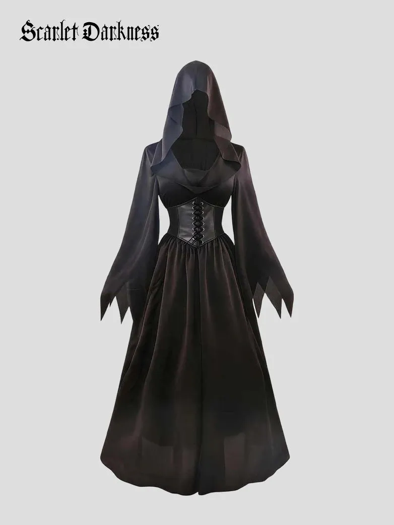 Gothic Hooded Vampire Maxi Coat Dress sold by Scarlet Darkness product image thumbnail 3