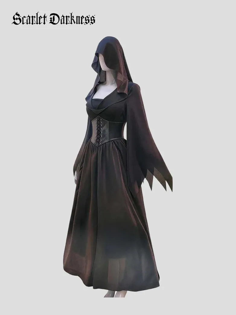 Gothic Hooded Vampire Maxi Coat Dress sold by Scarlet Darkness product image thumbnail 2