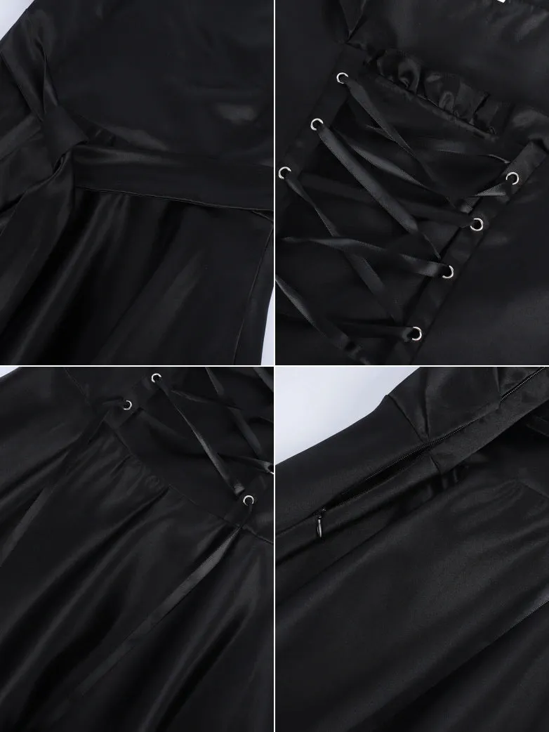 Gothic Witch Hooded Lace Up Coat Dress sold by Scarlet Darkness product image thumbnail 4