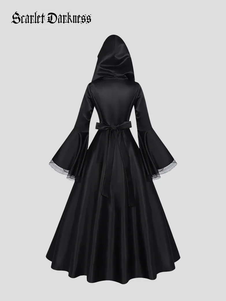 Gothic Witch Hooded Lace Up Coat Dress sold by Scarlet Darkness product image thumbnail 5