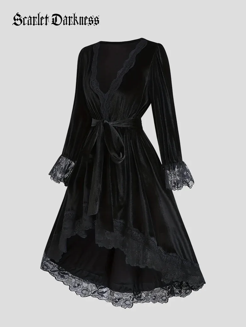 Vampire Lace Velvet High-Low Midi Dress sold by Scarlet Darkness product image thumbnail 2