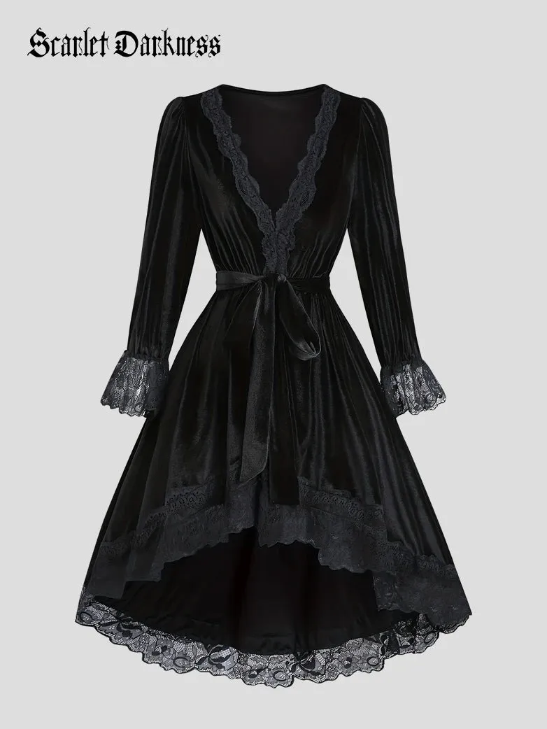 Vampire Lace Velvet High-Low Midi Dress sold by Scarlet Darkness product image thumbnail 3