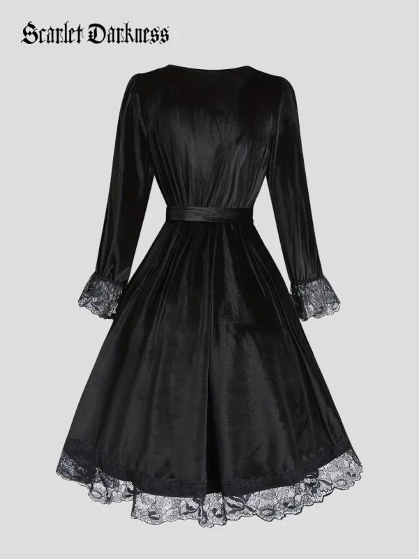 Vampire Lace Velvet High-Low Midi Dress made by Scarlet Darkness