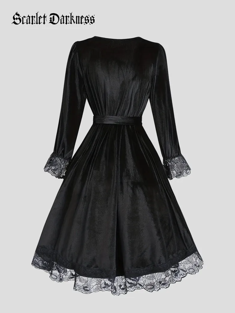 Vampire Lace Velvet High-Low Midi Dress sold by Scarlet Darkness