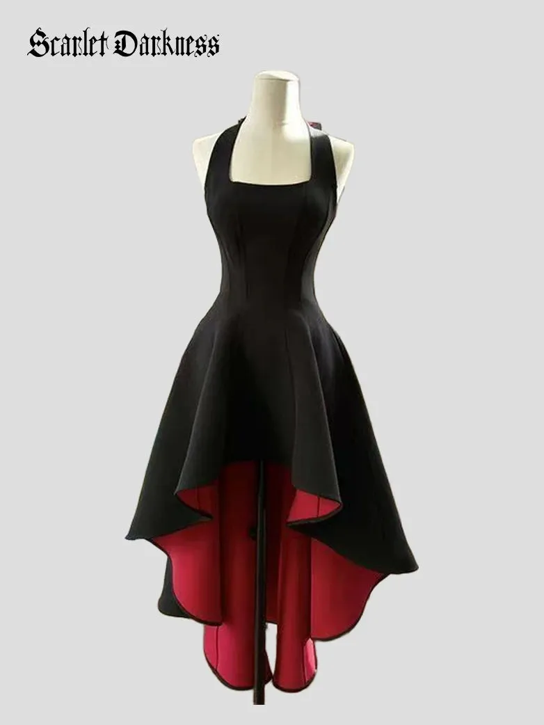 Gothic Party High-Low Waist-Cinched Dress sold by Scarlet Darkness