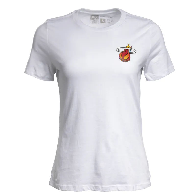 Court Culture Miami Mashup Vol. 2 White Wordmark Women's Tee sold by Miami Heat Store