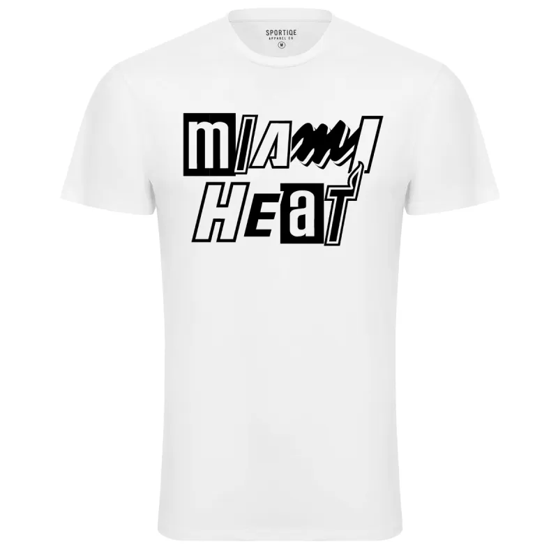 Sportiqe Miami HEAT Mashup Men's White Tee sold by Miami Heat Store
