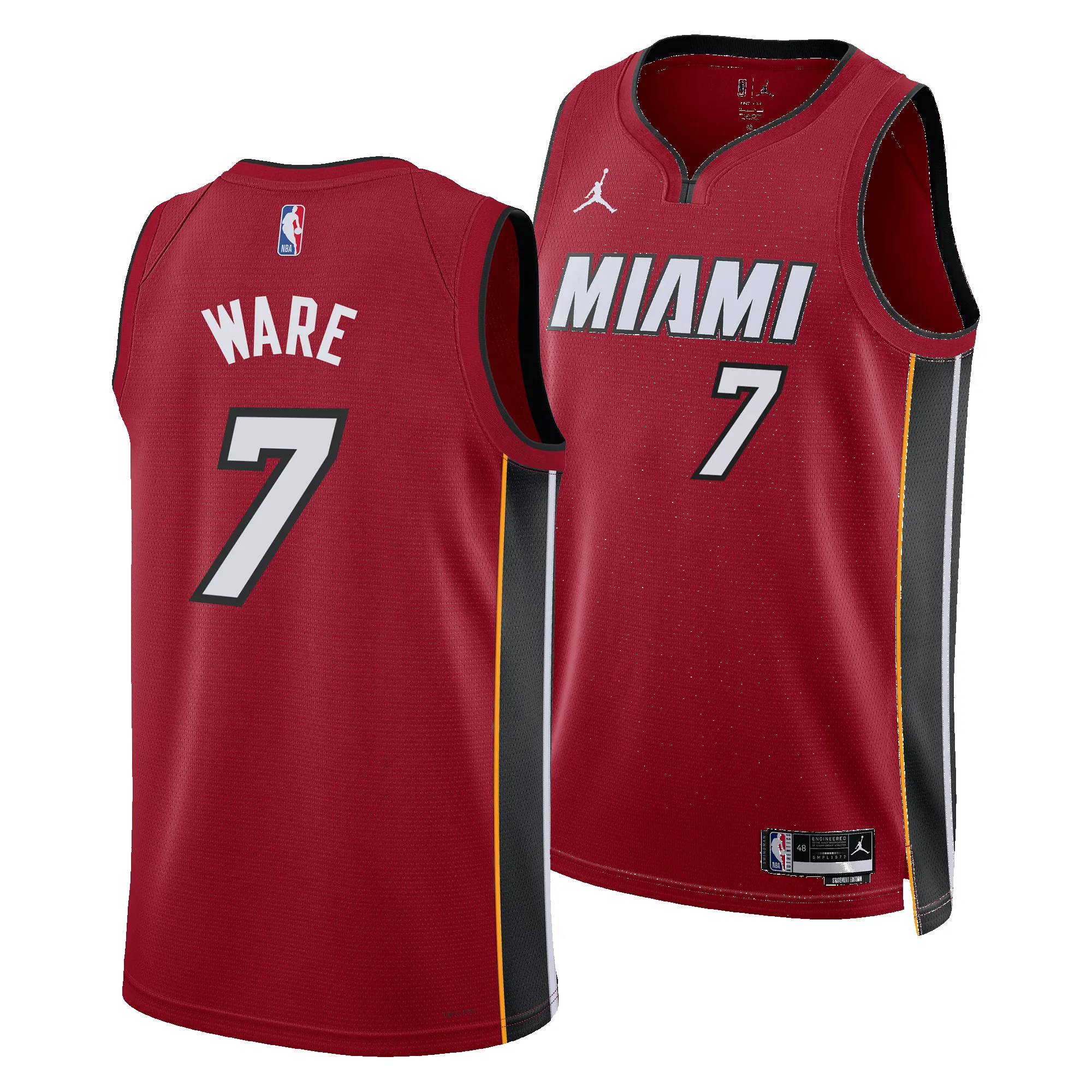 Kel'el Ware Nike Jordan Brand Miami HEAT Statement Red Swingman Jersey sold by Miami Heat Store product image thumbnail 3