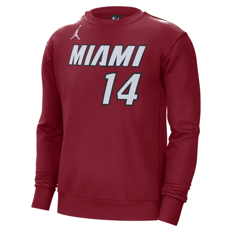 Tyler Herro Jordan Brand Statement Red Name & Number Crewneck sold by Miami Heat Store