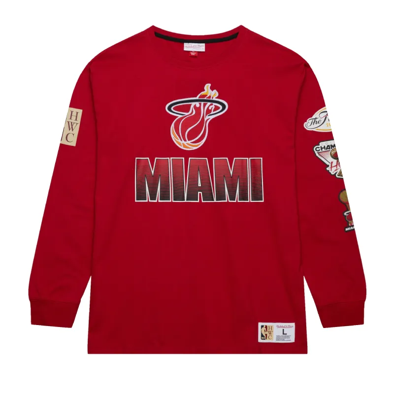 Mitchell & Ness Miami HEAT Allover Vintage Long Sleeve Tee sold by Miami Heat Store