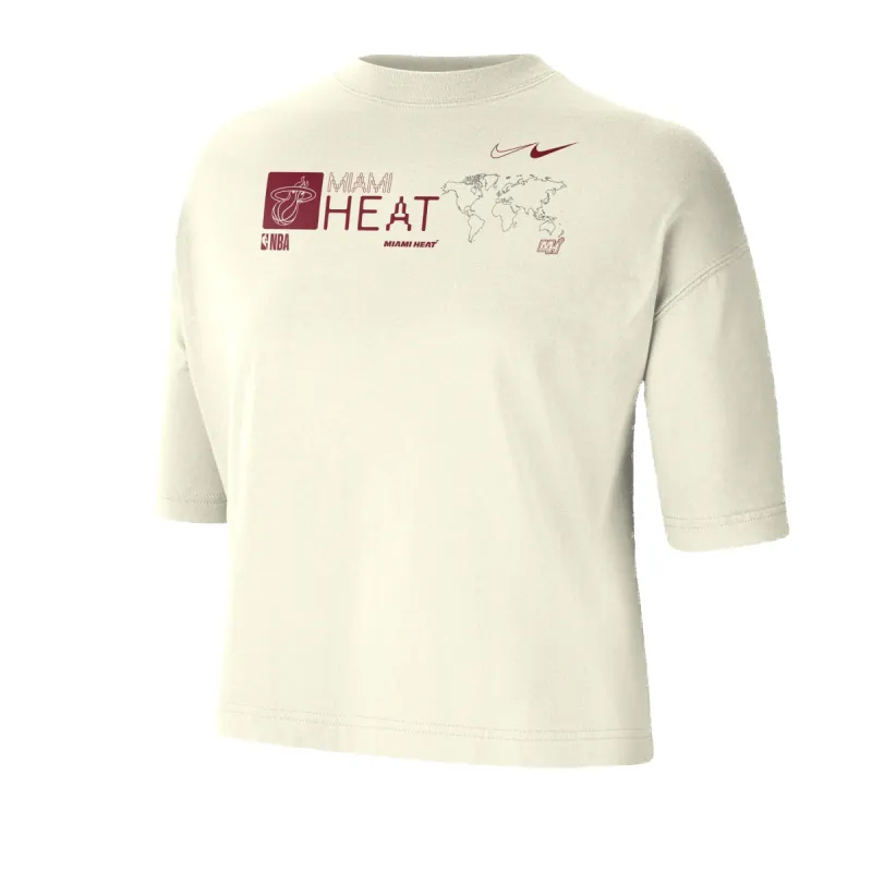 Nike Miami HEAT Global Women's Boxy Crop Tee sold by Miami Heat Store