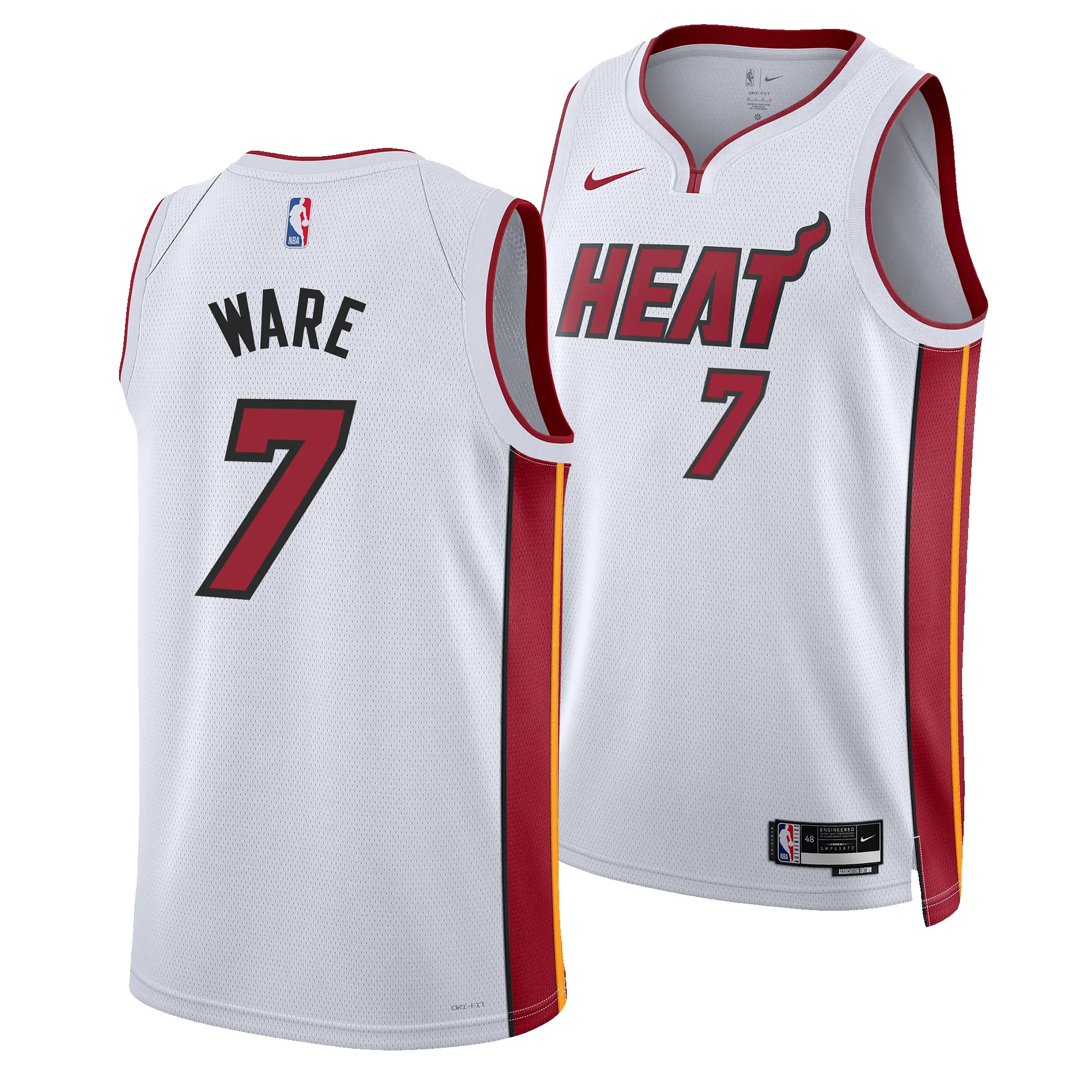 Kel'el Ware Nike Miami HEAT Association White Swingman Jersey sold by Miami Heat Store product image thumbnail 3