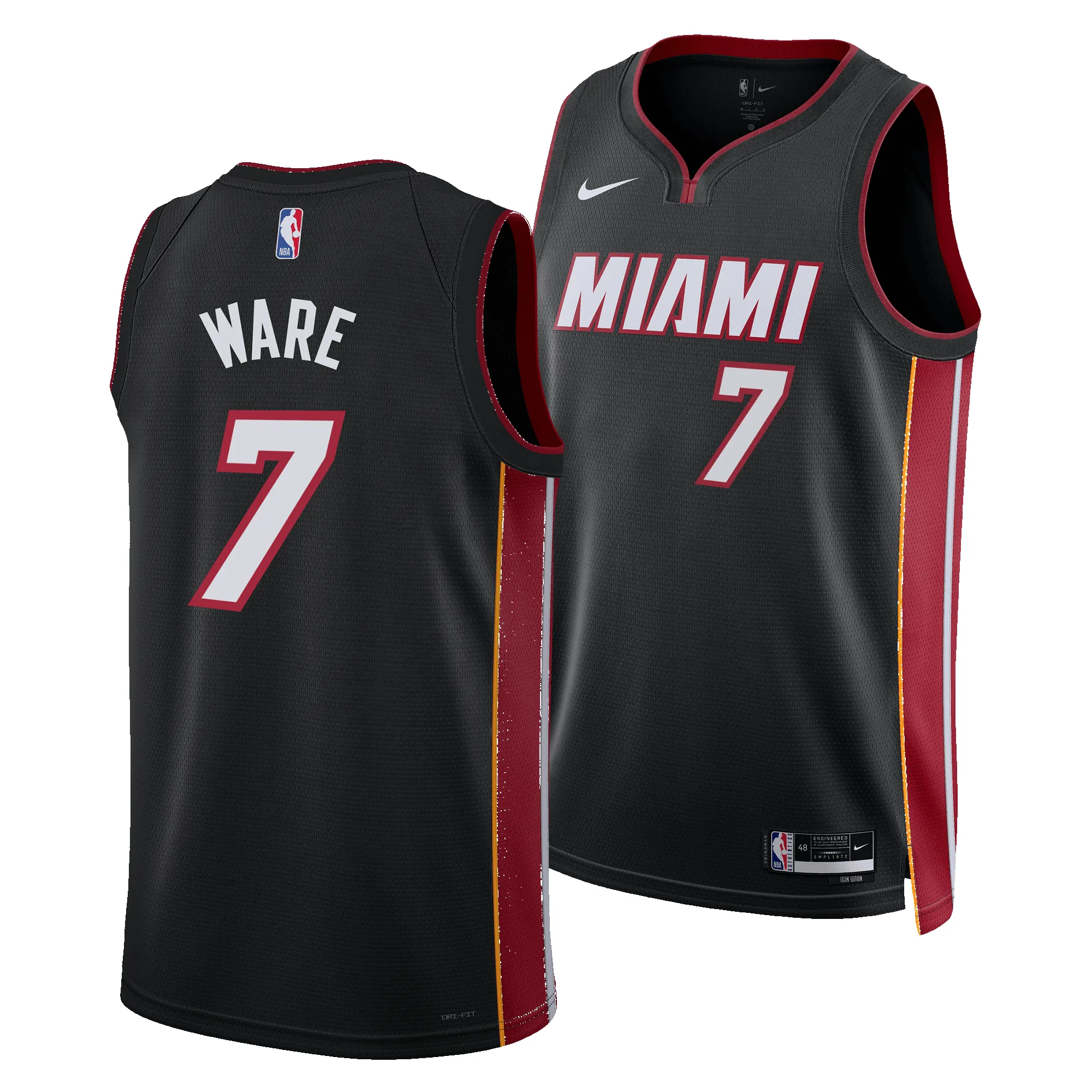 Kel'el Ware Nike Miami HEAT Icon Black Swingman Jersey sold by Miami Heat Store product image thumbnail 3