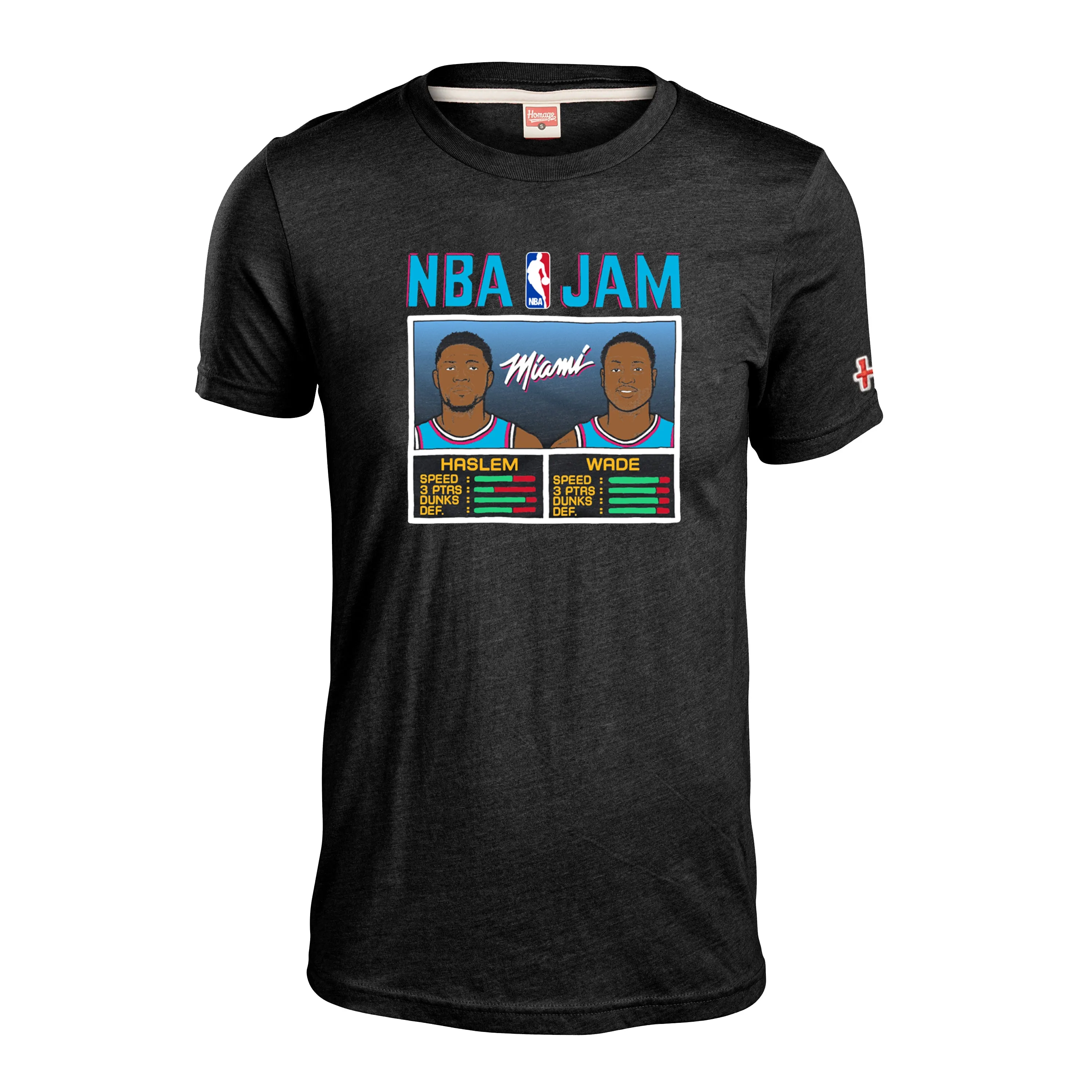 Miami Heat Store Homage Wade Haslem NBA JAM Vice Wave Tee Parallel
