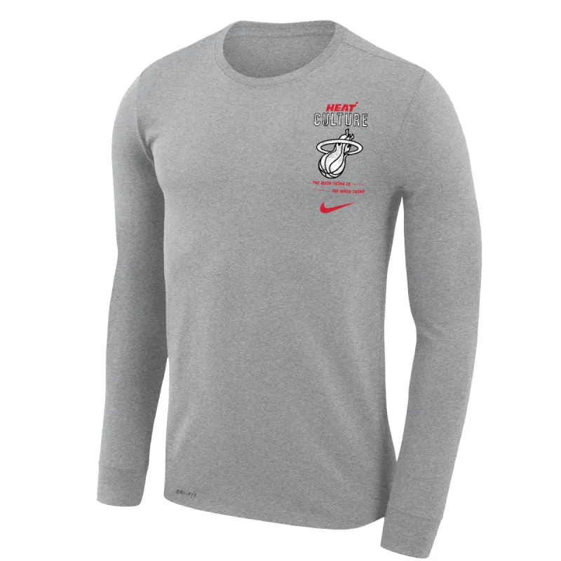 Nike HEAT Culture Grey Long Sleeve Tee sold by Miami Heat Store
