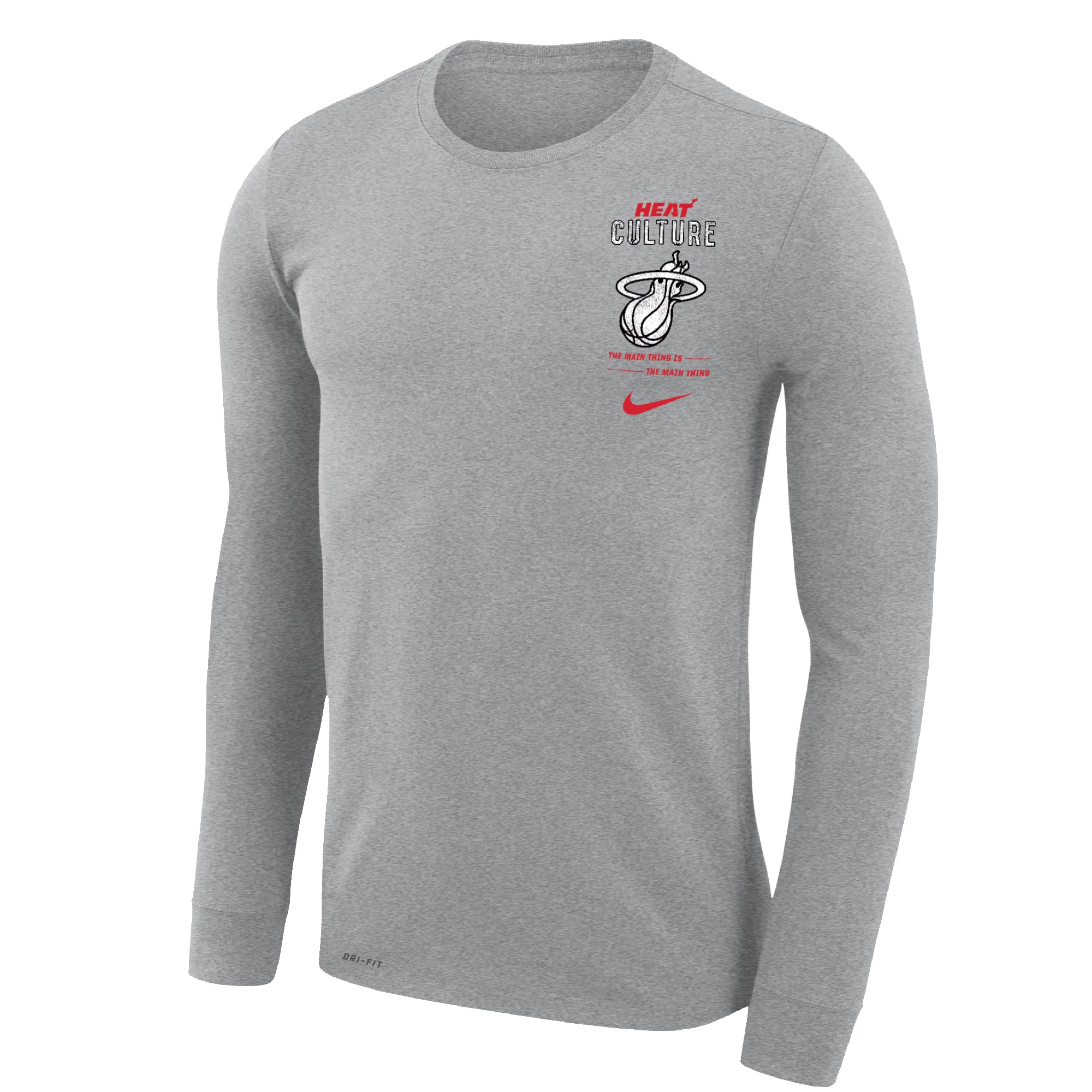 Nike HEAT Culture Grey Long Sleeve Tee sold by Miami Heat Store