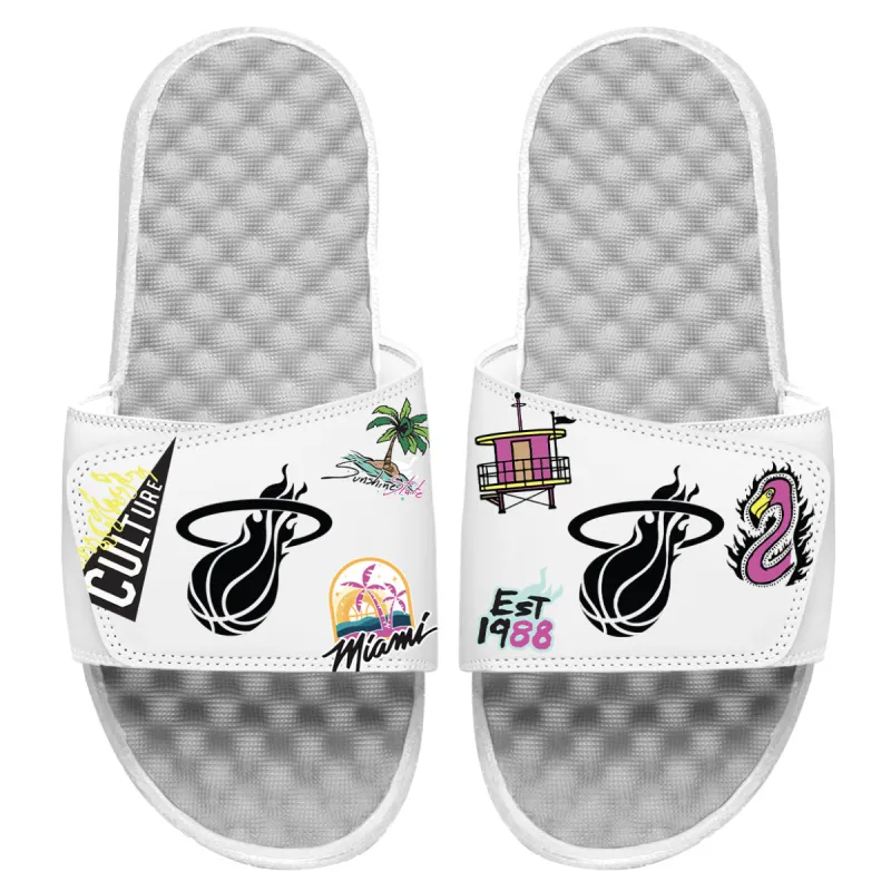 Islide Allover Patch White Sandals sold by Miami Heat Store