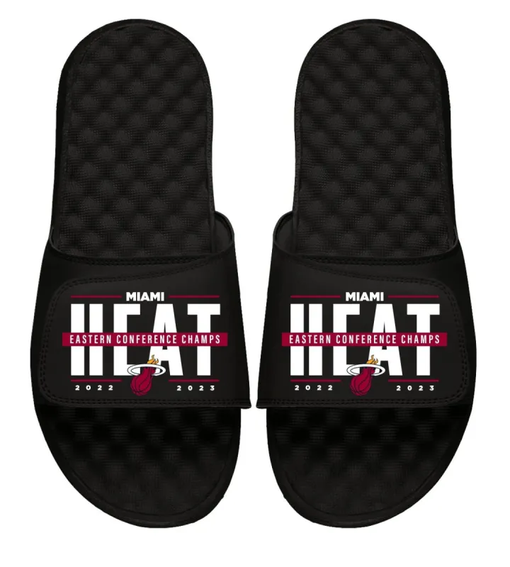 ISlide Miami HEAT 2023 Eastern Conference Champion Black Sandals sold by Miami Heat Store