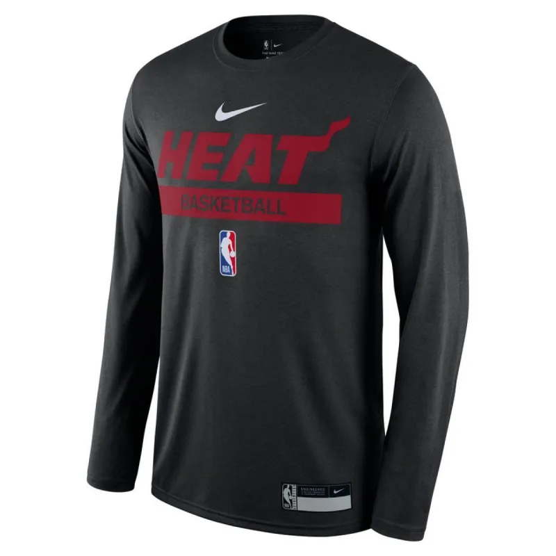 Nike 2022-23 On-Court Practice Long Sleeve Black Tee sold by Miami Heat Store