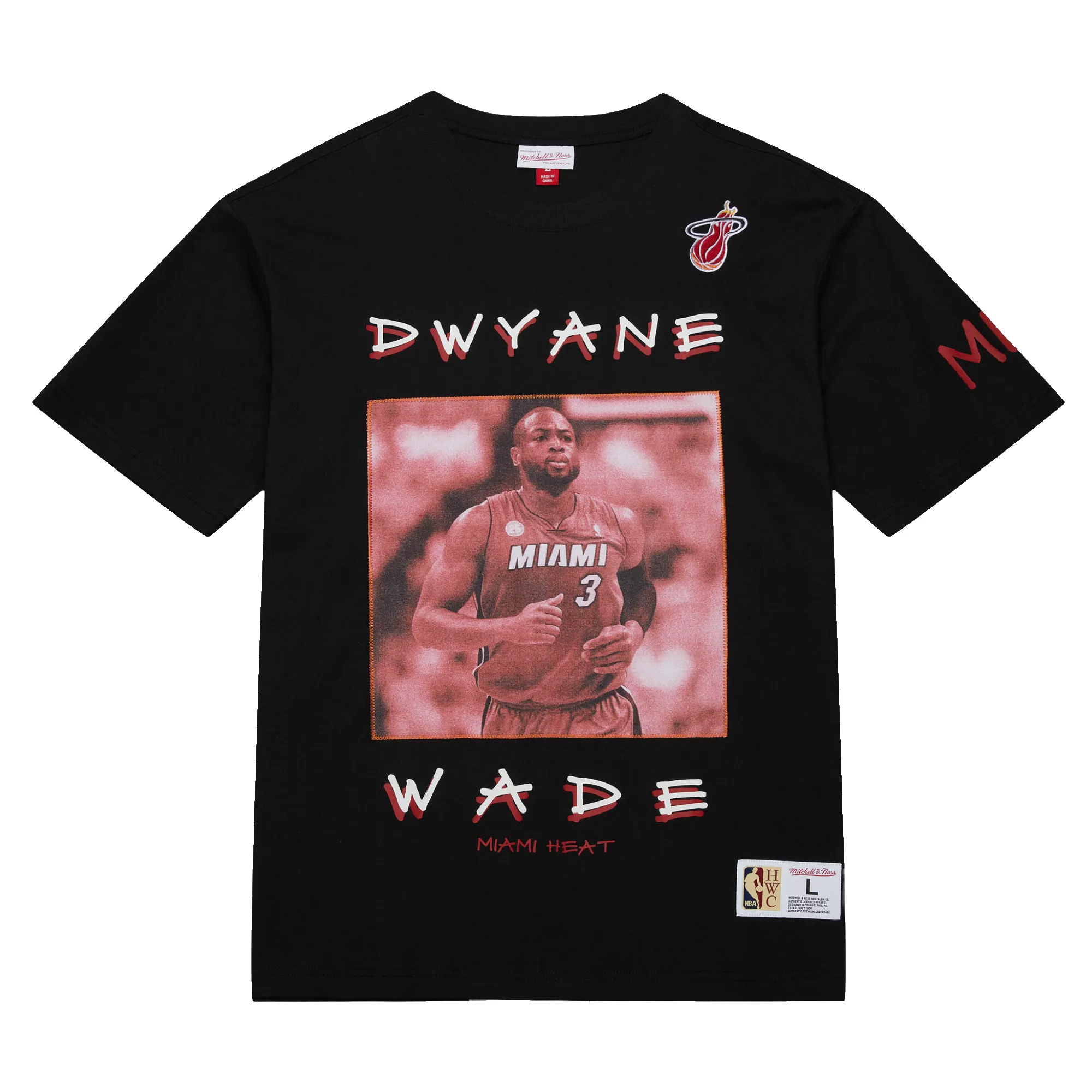 Dwyane Wade Mitchell & Ness Premium Vintage Tee sold by Miami Heat Store