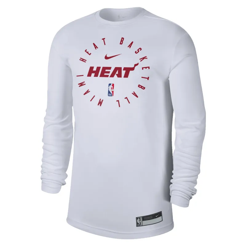 Nike Miami HEAT 2024/25 On-Court Long Sleeve White Practice Tee sold by Miami Heat Store