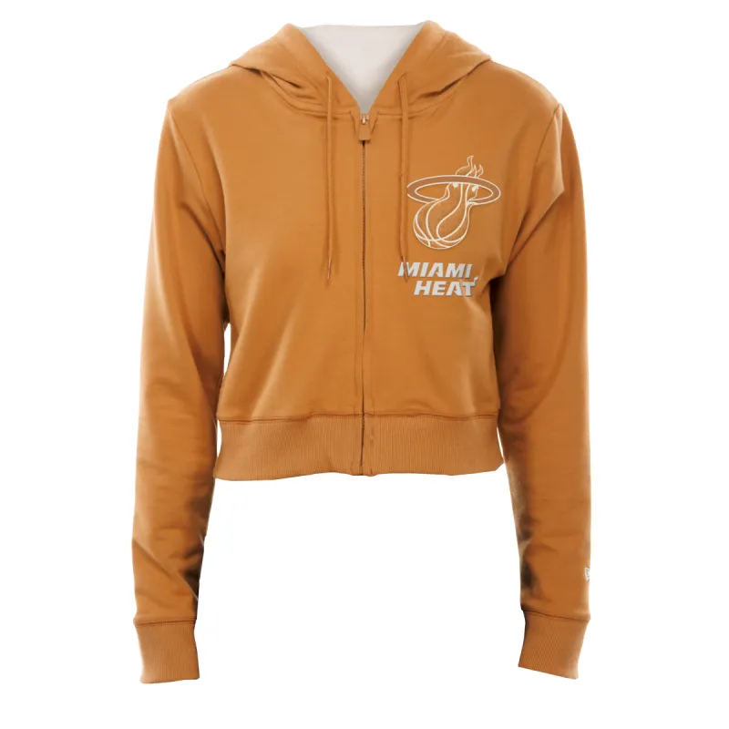 New Era Miami HEAT Tan Full Zip Crop Women's Hoodie sold by Miami Heat Store