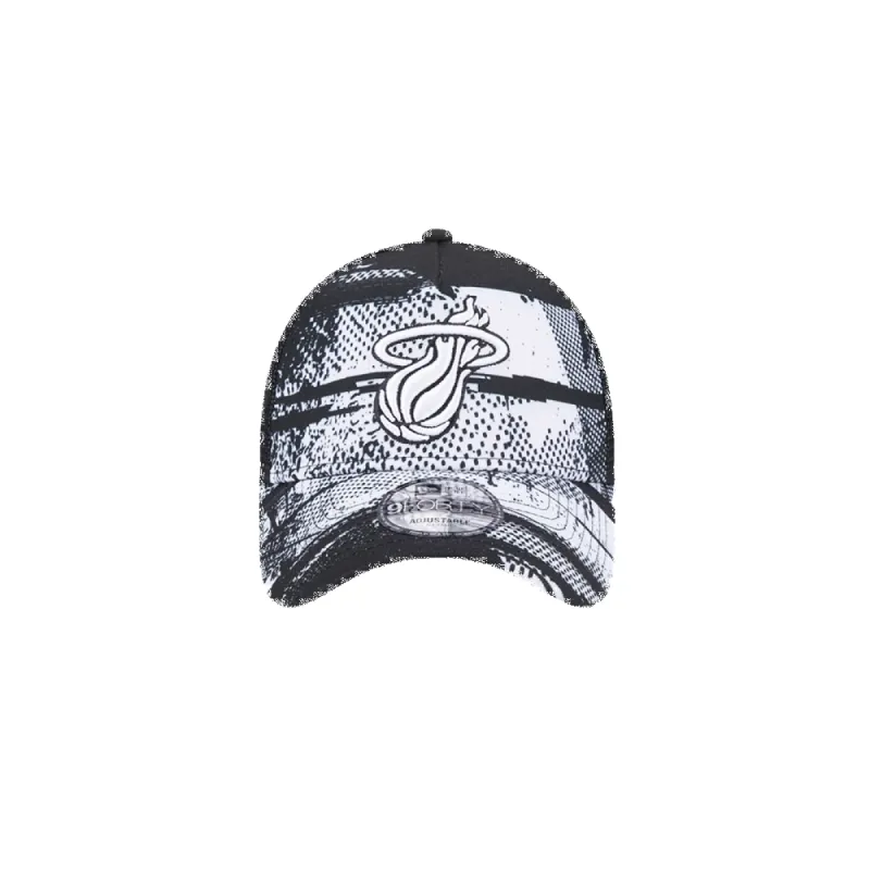 New Era Miami HEAT 2024 Tipoff Black and White Trucker Snapback sold by Miami Heat Store