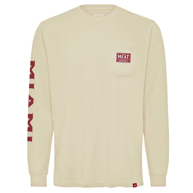 Sportiqe Miami HEAT Beige Long Sleeve Tee sold by Miami Heat Store