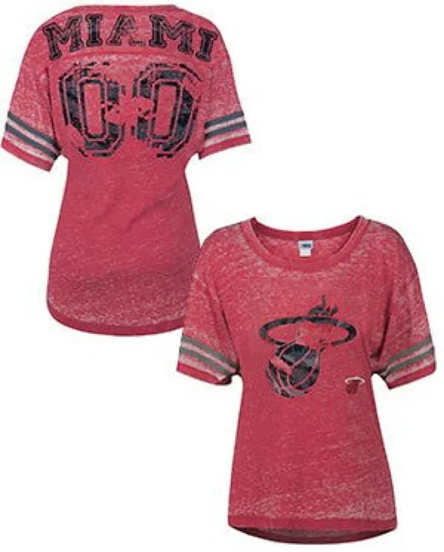 5th and Ocean Miami HEAT Ladies Burnout Dolman T-Shirt sold by Miami Heat Store