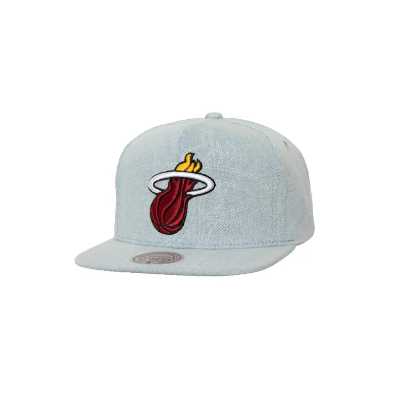Mitchell & Ness Miami HEAT Denim Stitcher Snapback sold by Miami Heat Store