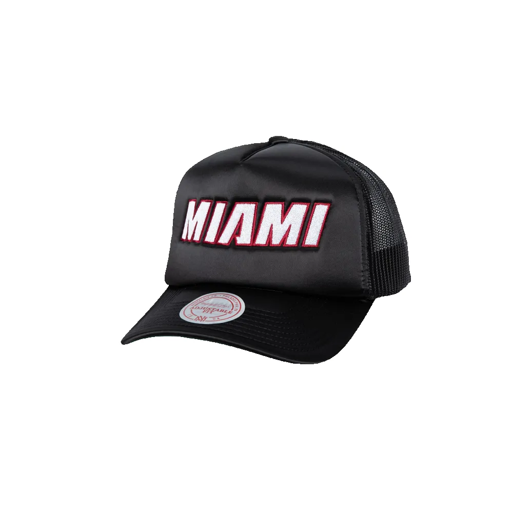 Michell & Ness Miami HEAT Satin Trucker Hat sold by Miami Heat Store
