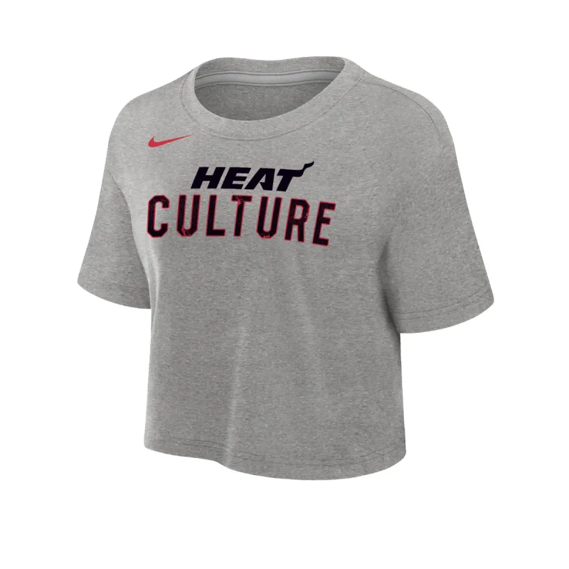 Nike HEAT Culture: Blood Red Grey Women's Crop Tee sold by Miami Heat Store