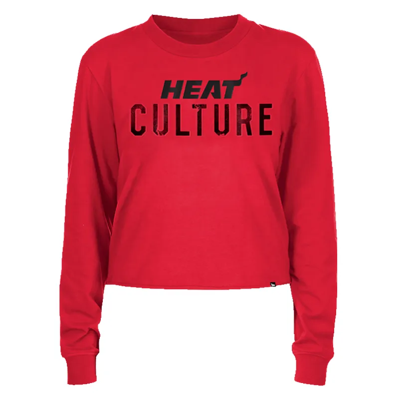 New Era HEAT Culture: Blood Red Women's Long Sleeve Crop sold by Miami Heat Store