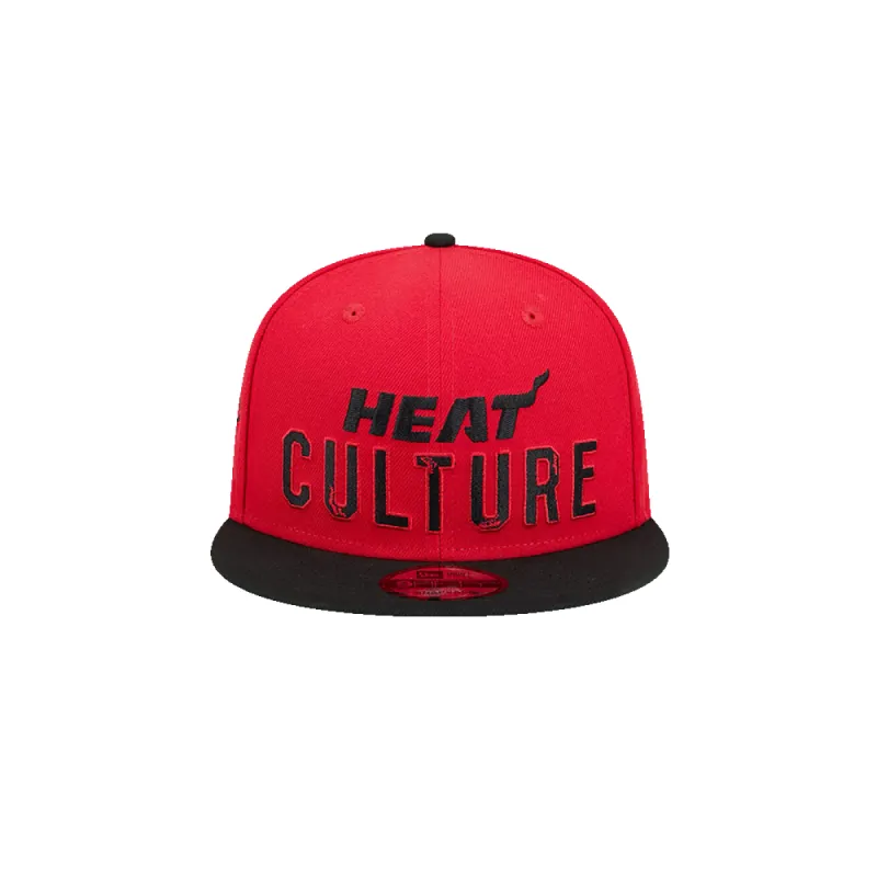 New Era HEAT Culture: Blood Red Wordmark Snapback sold by Miami Heat Store