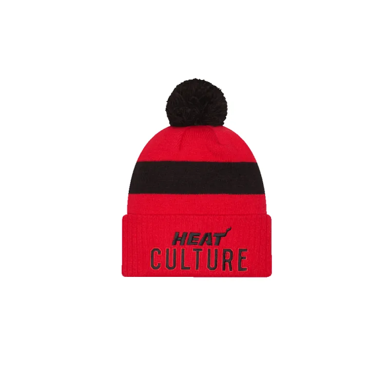 New Era HEAT Culture: Blood Red Stripe Knit sold by Miami Heat Store