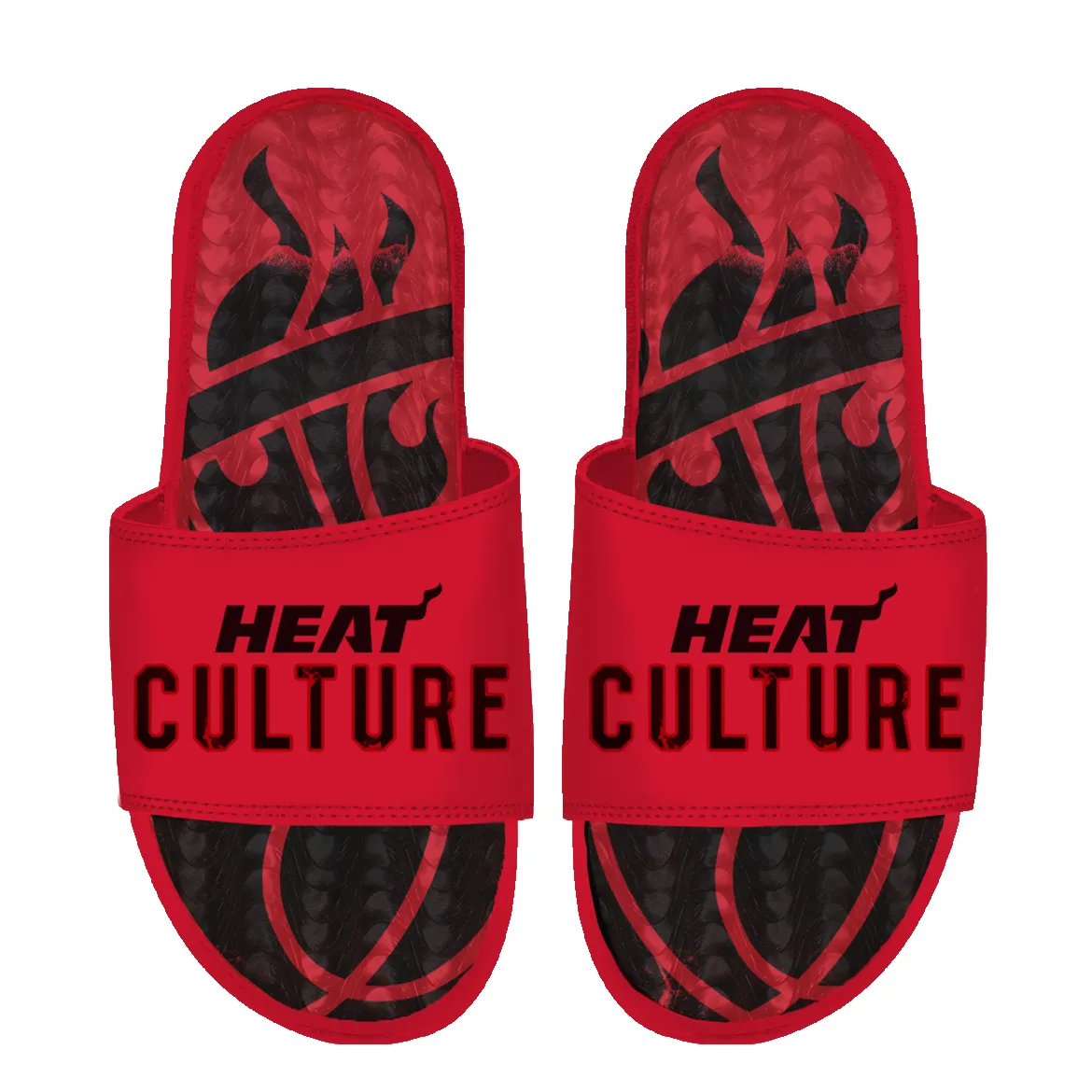 ISlide HEAT Culture: Blood Red Wordmark Gel Sandals sold by Miami Heat Store