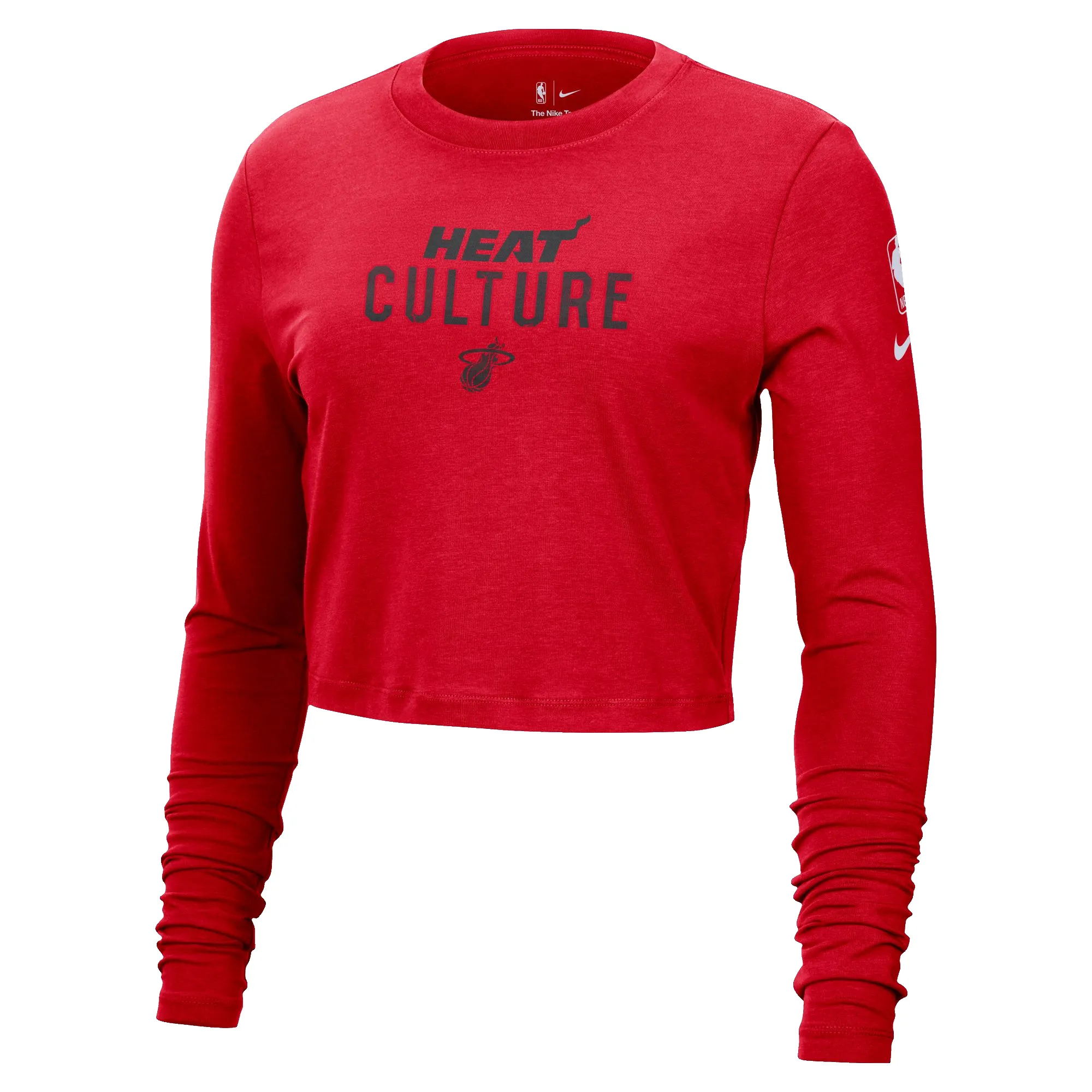 Nike HEAT Culture: Blood Red Women's Cropped Long Sleeve Tee sold by Miami Heat Store