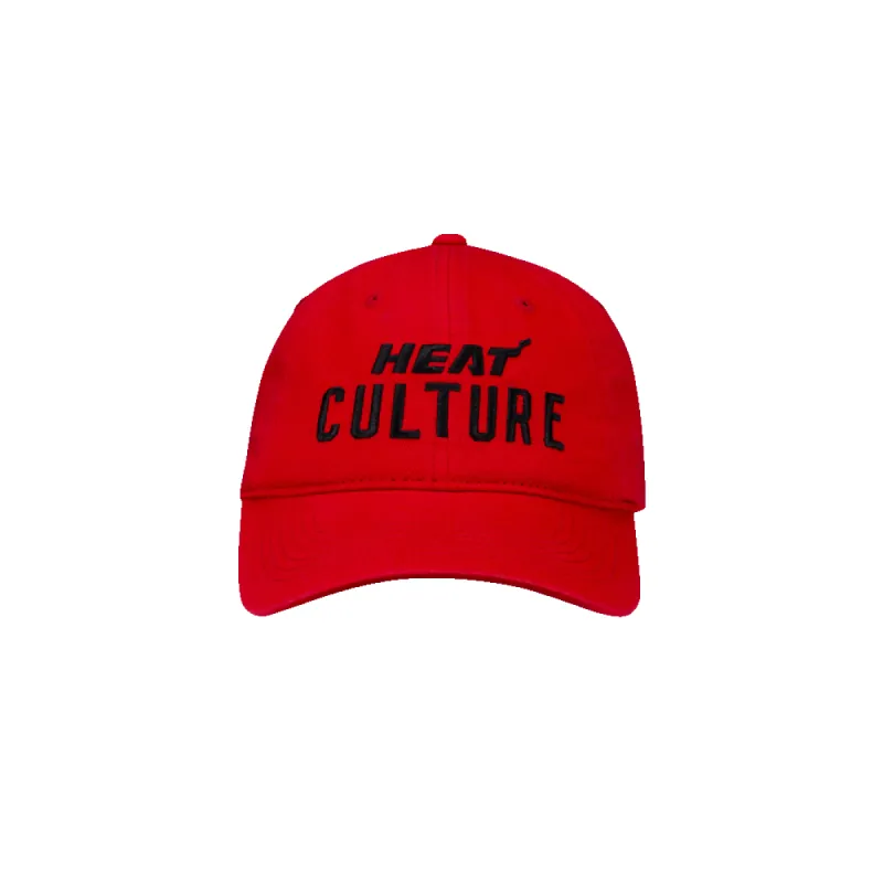 HEAT Culture: Blood Red Wordmark Dad Hat sold by Miami Heat Store