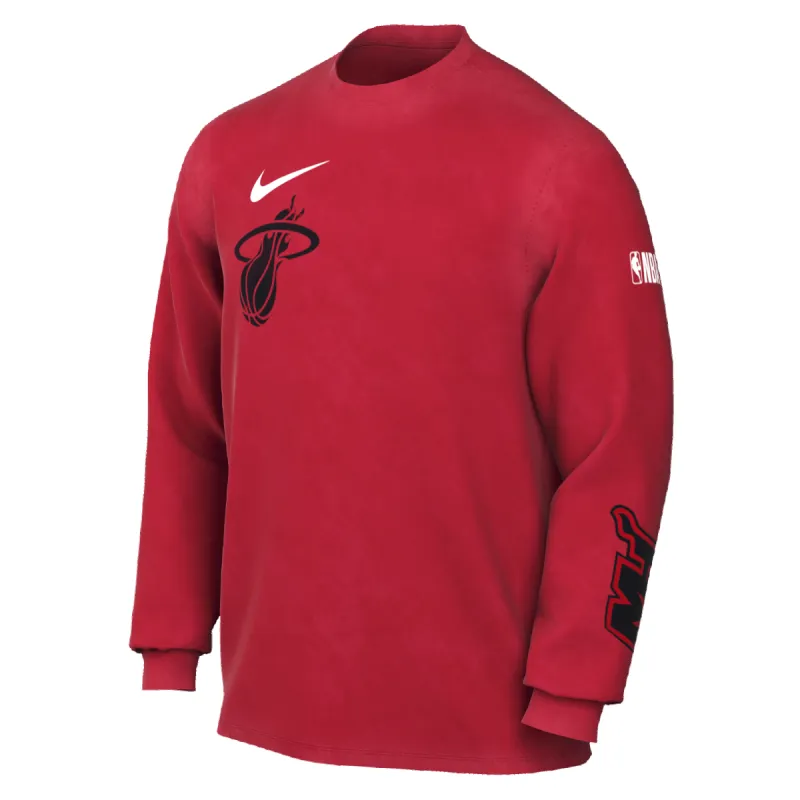 Nike HEAT Culture: Blood Red Washed Long Sleeve Tee sold by Miami Heat Store