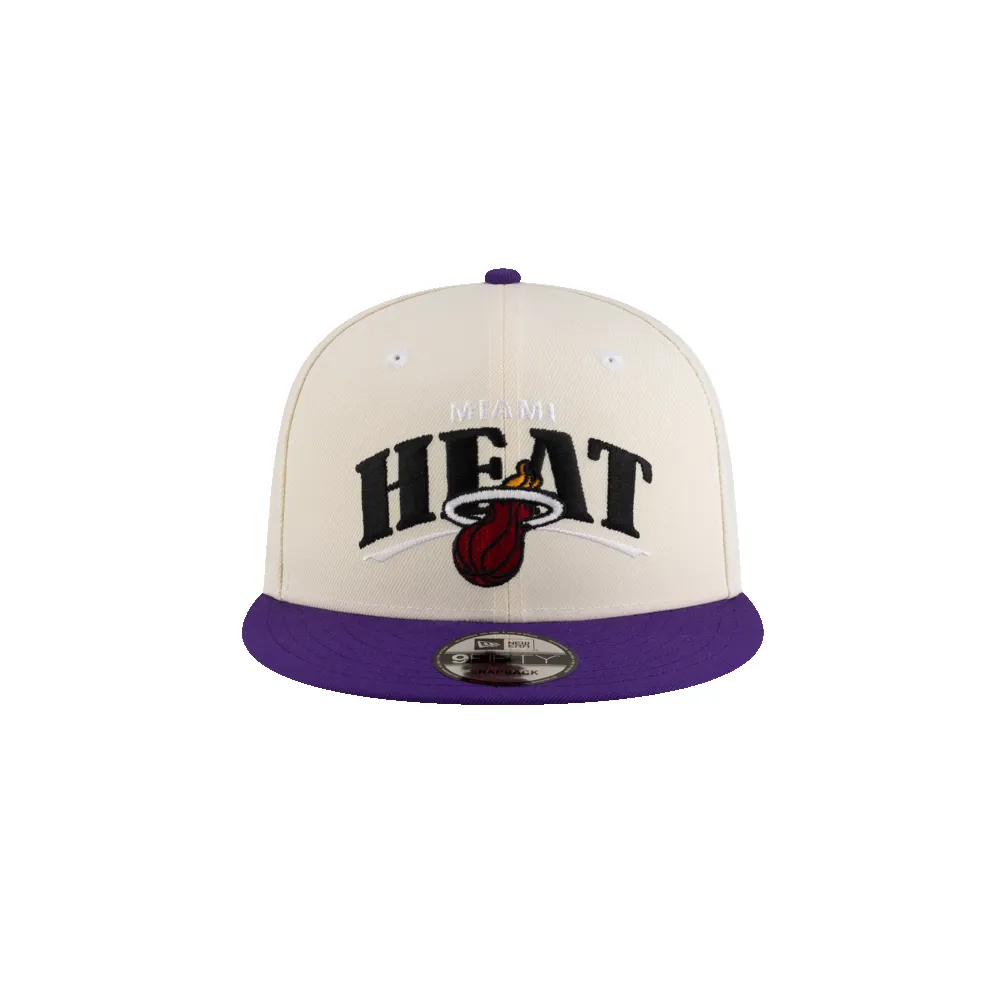 Tyler Herro New Era Cream Purple Snapback sold by Miami Heat Store